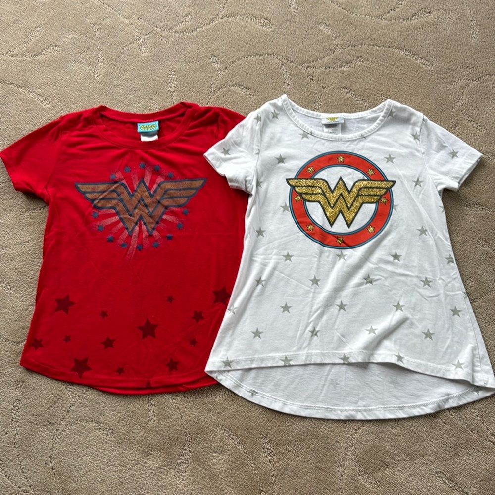 Lot of 2: Girls Wonder Woman 💪 T-Shirts, Size 7-8